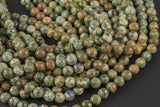 Natural Rhyolite Rain forest Jasper AAA Grade Rhyolite Faceted 6mm, 8mm, 10mm, 12mm, 14mm, 16mm, 18mm, 20mm- Full 15.5 Inch Strand