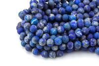 Natural Matte Lapis Lazuli, Not Dyed High Quality in Round, 2mm, 3mm, 4mm, 6mm, 8mm, 10mm, 12mm- Full 15.5 Inch Strand AAA Quality