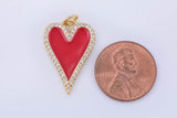 1 pc Dainty Enamel Red heart Pendant, CZ Micro Pave 18kt Gold Heart pendant, Enamel pendant Statement Necklace Jewelry Supply 16x23mm