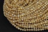 Natural Brown Mother of Pearl Round Beads 4mm Faceted Round Beads Laser Diamond Cut Iridescent Pearl Gemstone 15.5" Strand Gemstone Beads