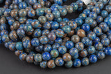 Gorgeous Blue Flower Agate, High Quality in Smooth Round- 4mm, 6mm, 8mm, 10mm, 12mm 14mm -Full Strand 15.5 inch Strand