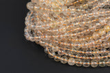 Natural Angel Hair Rutilated Quartz, High Quality in Faceted Round- 6mm, 8mm 10mm, 12mm, 14mm, 16mm- A High Quality! AAA Quality