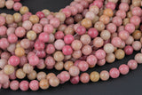 Natural Rhodonite High Quality in Round -Full Strand 15.5 inch Strand, 4mm, 6mm, 8mm, 12mm, or 14mm Beads Smooth Gemstone Beads