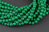 Reconstituted Malachite smooth round sizes 6mm, 8mm, 10mm, 12mm- In Full 15.5 Inch Strand Smooth Gemstone Beads