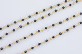 CLEARANCE 3 FEET Natural Spinel Rosary Chain - 2-3mm Gold Plated Wire.