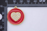1 pc 18 kt Gold Enamel CZ Heart- 24mm