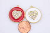 1 pc 18 kt Gold Enamel CZ Heart- 24mm