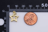 2 pc 18k Gold Micro Pave Star Pendant , Star Charms, Lock Necklace Earring Charms, CZ Pave- 14mm