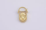 14k Gold Clasp clicker Lock Clasp, 14x23mm, Catholic Theme, Bracelet Necklace Clicker Connector