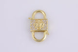 1 pc 14k Gold Clasp clicker Lion Clasp, 16x27mm, Flower Clover double Clicker ends, Bracelet Necklace Clicker Connector