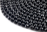 Natural Faceted Black Tourmaline A Grade High Quality in Faceted Round-Full Strand, 4mm, 6mm, 8mm, 12mm - Wholesale Beads Gemstone Beads