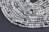 Natural Tourmalinated Quartz Beads Full Strands-15.5 inches-4mm-Nice Size Hole-Diamond Cutting,High Facets-Nice and Sparkly-Faceted Rondelle