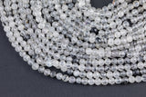 Natural Tourmalinated Quartz Beads Full Strands-15.5 inches-4mm-Nice Size Hole-Diamond Cutting,High Facets-Nice and Sparkly-Faceted Rondelle