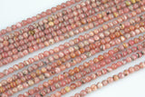 NATURAL Rhodochrosite Smooth round beads in full strands. 3.5-4.0mm- 15.5nch strand- Natural No Dye