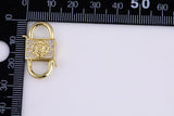 1 pc 14k Gold Clasp clicker Lion Clasp, 16x27mm, Flower Clover double Clicker ends, Bracelet Necklace Clicker Connector