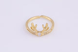 1 pc Gold Deer CZ Ring, Adjustable Ring, Minimalist Cz Ring, Micro Pave Ring, Gold Open Ring, Dainty Jewelry