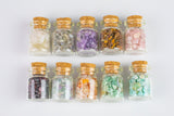 10pc Gemstone Crystal Bottles Mix - Stone Crystals Bottle Set - Gemstone Chips - Crystal Gemstone Bottle - gemstone crystal chips vials