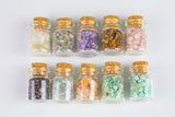 10pc Gemstone Crystal Bottles Mix - Stone Crystals Bottle Set - Gemstone Chips - Crystal Gemstone Bottle - gemstone crystal chips vials