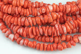 Natural Orange Bamboo Coral Free form Roundel Beads. Medium Size- 10-12m-15.5 inch strand Gemstone Beads