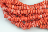 Natural Orange Bamboo Coral Free form Roundel Beads. Medium Size- 10-12m-15.5 inch strand Gemstone Beads