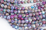 Natural Purple AFRICAN Sea Sediment Jasper smooth round sizes, 4mm, 6mm, 8mm, 10mm, 12mm- Full 15.5 Inch Strand- Wholesale Price Smooth