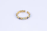 1 pc Gold Enamel Evil Eye Ring, Adjustable Ring, Minimalist Cz Ring, Micro Pave Ring, Gold Open Ring, Dainty Jewelry- Wholesale
