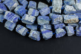 Natural Lapis - New Organic Cut Matte Rough Raw Unpolished Beads 15.5" Strand Gemstone Beads- 22mm