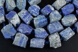 Natural Lapis - New Organic Cut Matte Rough Raw Unpolished Beads 15.5" Strand Gemstone Beads- 22mm