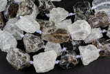 Natural Quartz and Smokey Quartz- New Organic Cut Matte Rough Raw Unpolished Beads 15.5" Strand Gemstone Beads- 22mm