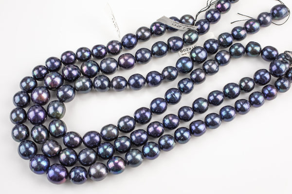 Peacock 11-14mm High Quality Round Freshwater Pearl Jumbo Size- 15 inch strand