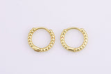 4 pcs 18kt Gold One Touch Lever Beaded Rounded Hoop Simple round hoop earring, 12mm Huggie , Earring Gift for Minimalist Huggies