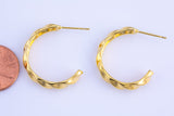 1 pairs 18kt Gold Hoop Stud Wire Earring, Earring 26mm