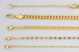 16" 14k Gold Anti-Tarnish Gold Necklace Flat Cuban Curb Singapore Chain Chains Finished necklace chain with extender ready to wear