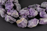 Natural Amethyst- New Organic Cut Matte Rough Raw Unpolished Beads 15.5" Strand Gemstone Beads- 22x24mm