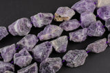 Natural Amethyst- New Organic Cut Matte Rough Raw Unpolished Beads 15.5" Strand Gemstone Beads- 22x24mm