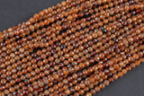 Micro Faceted Natural Red Orange Hessonite Garnet Round Beads 3mm Faceted Round Beads 15.5" Strand