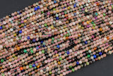 Multi Gemstone- Full Strands-15.5 inches-2-3mm- Nice Size Hole- Diamond Cutting,High Facets-Nice and Sparkly-Faceted Round