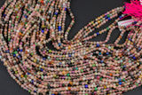 Multi Gemstone- Full Strands-15.5 inches-2-3mm- Nice Size Hole- Diamond Cutting,High Facets-Nice and Sparkly-Faceted Round