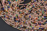 Multi Gemstone- Full Strands-15.5 inches-2-3mm- Nice Size Hole- Diamond Cutting,High Facets-Nice and Sparkly-Faceted Round