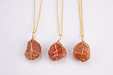 Raw Carnelian Necklace Pendant Handwrapped in USA Healing Crystal Chakra Stone Carnelian Necklace Carnelian Jewelry Pre-charged