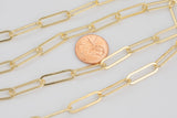Gold Filled Flat Tubed Chain, Elongated Oval Chain, 6 x 16 mm links, , Wholesale, USA Made, Chain by foot- Paper Clip Chain