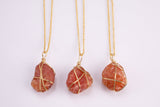 Raw Carnelian Necklace Pendant Handwrapped in USA Healing Crystal Chakra Stone Carnelian Necklace Carnelian Jewelry Pre-charged