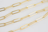 Gold Filled Flat Tubed Chain, Elongated Oval Chain, 6 x 16 mm links, , Wholesale, USA Made, Chain by foot- Paper Clip Chain