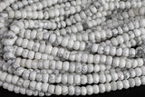 Natural Howlite High Quality in Faceted Roundel, 6 and 8mm- Full 15.5 Inch Strand-Full Strand 15.5 inch Strand Gemstone Beads