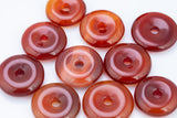 Natural Carnelian Quartz Donut Circle Pi Stone Pendant