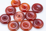 Natural Carnelian Quartz Donut Circle Pi Stone Pendant