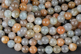 Natural Fire Moonstone Beads - Multi Color - High Quality Faceted Round - Slightly Gray with White Fire- Full Strands-12mm