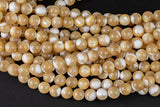 Natural Golden Mother of Pearl, High Quality in Round Gemstone Beads Shell Beads