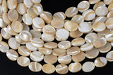 Natural Mother of Pearl, Oval 12x15mm- Full 15.5 inch strand Gemstone Beads Shell Beads