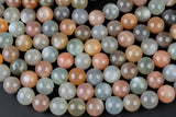 Natural Fire Moonstone Beads - Multi Color - High Quality Round - Slightly Gray with White Fire- Full Strands-12mm